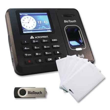 Acroprint BioTouch Time Clock and Badges Bundle, 10,000 Employees, Black 01-0276-200